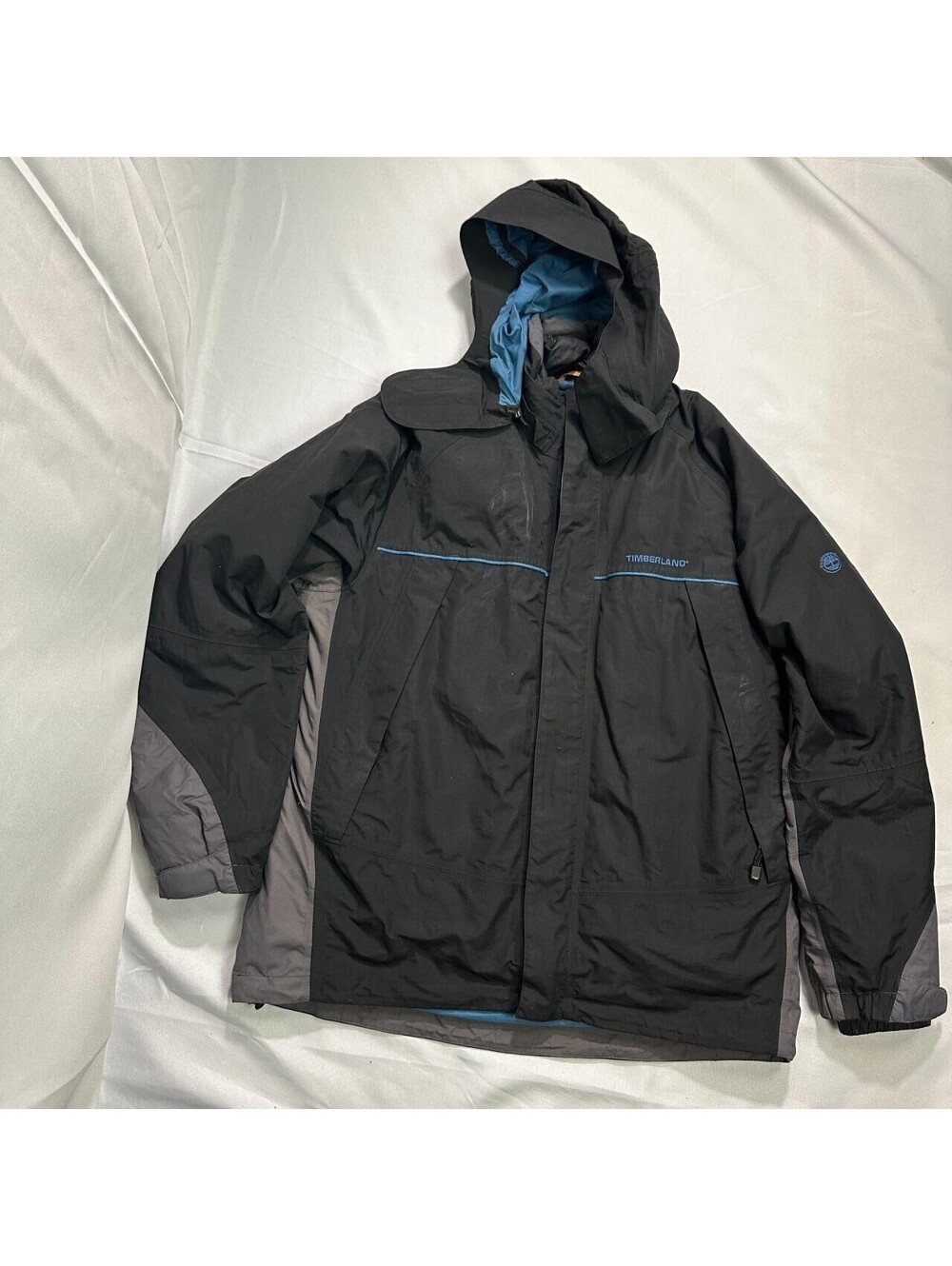 Timberland Mens Jacket XL Black Weathergear Hooded Insulated
